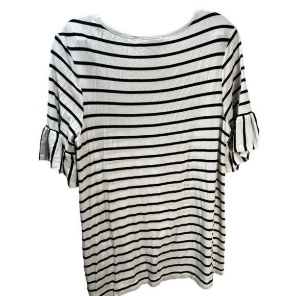 NWOT Philosophy Stripe Ruffle Sleeve Linen Tee Medium - Picture 3 of 5